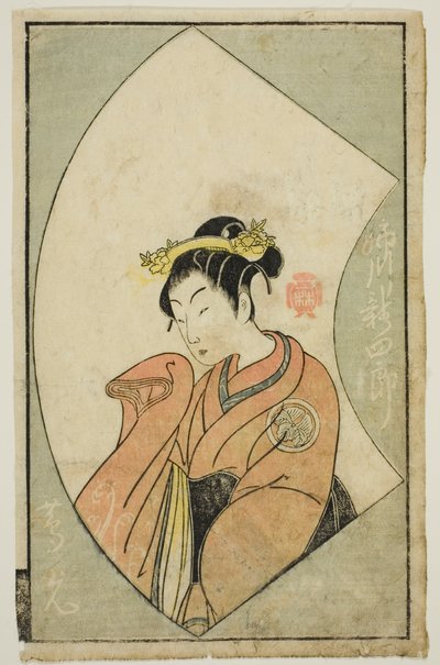 Skådespelaren Anegawa Shinshiro II, från "A Picture Book of Stage Fans (Ehon butai ogi)" av Katsukawa Shunsho