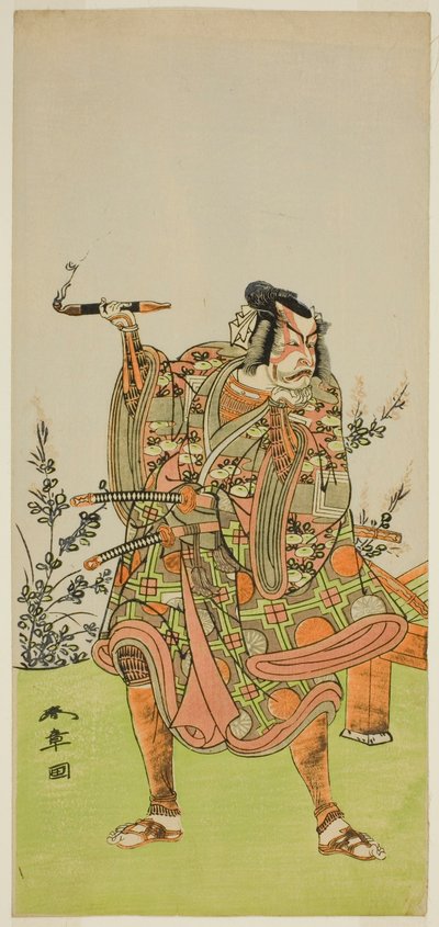 Skådespelaren Ichikawa Danzaburo II som Usui no Sadamitsu (?) i pjäsen Edo Katagi Hikeya Tsunasaka (?), framförd på Ichimura-teatern (?) under elfte månaden, 1772 (?) av Katsukawa Shunsho
