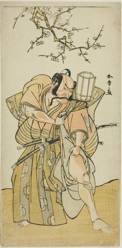 Skådespelaren Ichikawa Danzo IV som Kamakura no Gongoro Kagemasa, i den femte scenen av pjäsdatumet Nishiki Tsui no Yumitori (A Dandyish Brocade: Opposing Warriors), framförd på Morita Theatre i den elfte månaden, 1778 av Katsukawa Shunsho