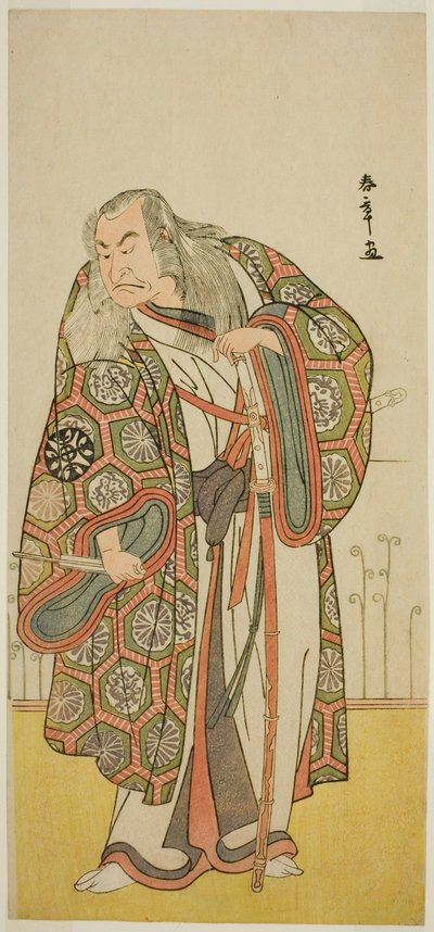 Skådespelaren Nakamura Nakazo I som svärdmästaren Takuma Genryu (?) i pjäsen Edo no Fuji Wakayagi Soga (?), framförd på Nakamura-teatern (?) under den första månaden, 1789 (?) av Katsukawa Shunsho