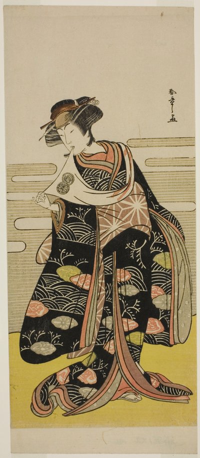 Skådespelaren Segawa Kikunojo III som Onami förklädd till drakprinsessan i pjäsen Saki Masuya Ume no Kachidoki, framförd på Ichimura-teatern under elfte månaden, 1778 av Katsukawa Shunsho