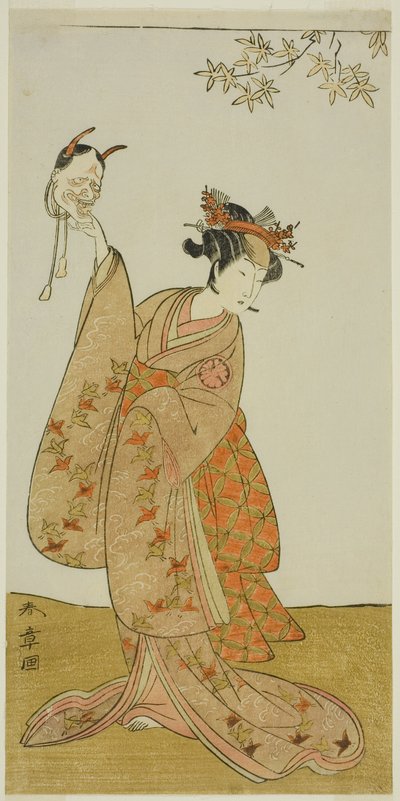 Skådespelaren Segawa Yujiro I som Matsukaze, syster till Togashi no Saemon, i pjäsen Gohiiki Kanjincho (din favoritpjäs Kanjincho [prenumerationslistan]), framförd på Nakamura Theatre från den första dagen i den elfte månaden, 1773 av Katsukawa Shunsho