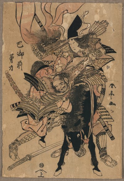 Den mäktiga Tomoe Gozen, ca 1810 (träsnitt i färg) av Katsukawa Shuntei