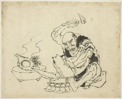 Zen Monk Brinnande Bild av Buddha (T