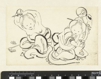 Två kvinnor klipper sig av attributed to Katsushika Hokusai