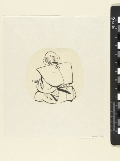 Sittande man, sedd bakifrån av attributed to Katsushika Hokusai