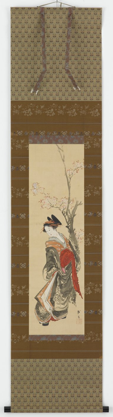 En kurtisan under ett körsbärsträd, sent 1700-tidigt 1800-tal. av Katsushika Hokusai