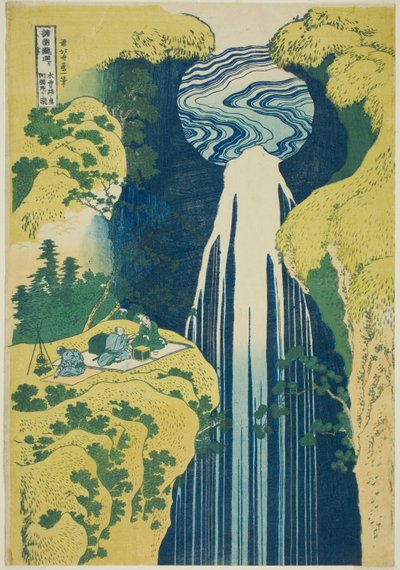 Amida Falls in the Far Reaches of the Kisokaido (Kisoji no oku Amidagataki), från serien "A Tour of Waterfalls in Various Provinces (Shokoku taki meguri)" av Katsushika Hokusai