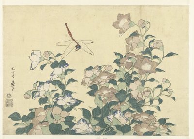 Ballongklocka och trollslända av Katsushika Hokusai