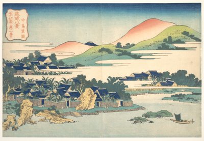 Bananträdgården i Nakashima (Nakashima shōen), ur serien ”Åtta vyer över Ryūkyūöarna” (Ryūkyū hakkei) av Katsushika Hokusai