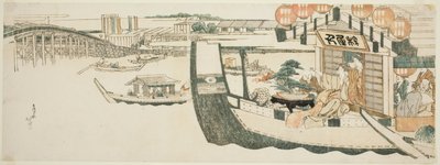 Båtfester på Sumidafloden av Katsushika Hokusai