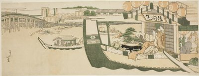 Båtfester på Sumidafloden av Katsushika Hokusai