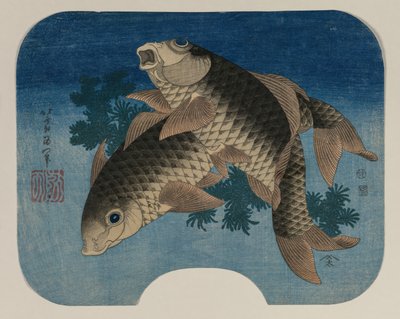 Karp simning av vatten ogräs av Katsushika Hokusai
