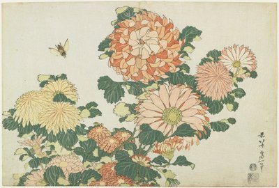 Krysantemum och hästfluga, ca 1832 av Katsushika Hokusai