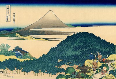 Kuddfuru i Aoyama, Edo, ca 1830 (träblockstryck) av Katsushika Hokusai