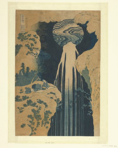 De Amida vattenval längs de Kisokaido Kisoji no oku Amida-ga-taki (titel på objekt) En rondreis längs de vattenvallen i de län (serietitel) Shokoku taki meguri (serietitel på objekt) av Katsushika Hokusai