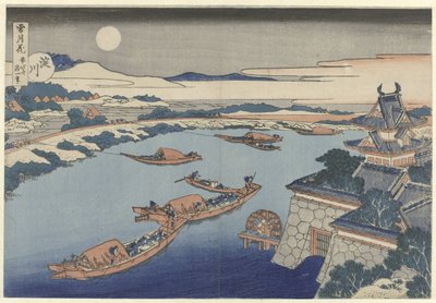 Yodofloden i månsken Yodogawa (titel på objekt) Snow, Moon and Flowers (serietitel) Setsugekka (serietitel på objekt) av Katsushika Hokusai