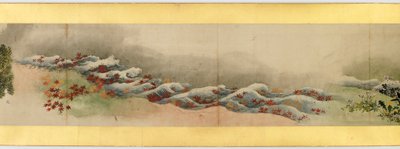 Detalj av Handscroll med diverse bilder, Edo Period, 1839 bläck och färg på papper av Katsushika Hokusai