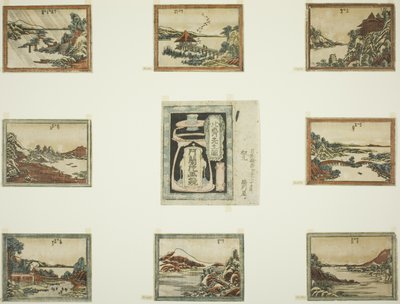 Åtta vyer av Omi i etsningsstil (Doban Omi hakkei) och försättsblad av Katsushika Hokusai