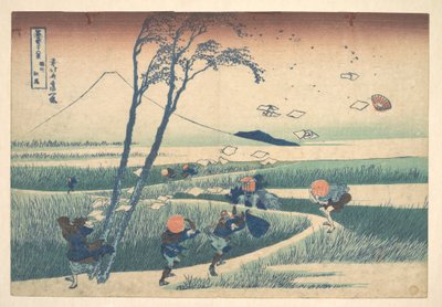 Ejiri i Suruga-provinsen (Sunshū Ejiri), ur serien ”De trettiosex vyerna av berget Fuji” (Fugaku sanjūrokkei) av Katsushika Hokusai