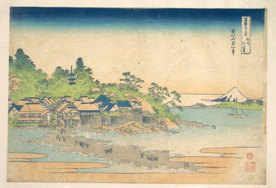 Enoshima i provinsen Sagami (Sōshū Enoshima), ur serien ”De trettiosex vyerna av berget Fuji” (Fugaku sanjūrokkei) av Katsushika Hokusai