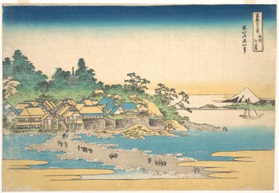 Enoshima i provinsen Sagami (Sōshū Enoshima), ur serien ”De trettiosex vyerna av berget Fuji” (Fugaku sanjūrokkei) av Katsushika Hokusai