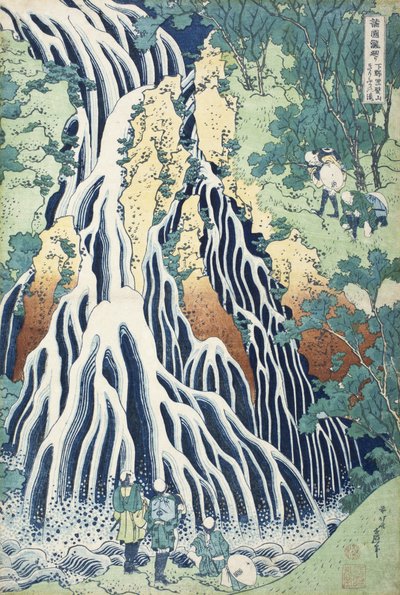Kirifuri-fallen vid berget Kurokami, provinsen Shimotsuke av Katsushika Hokusai
