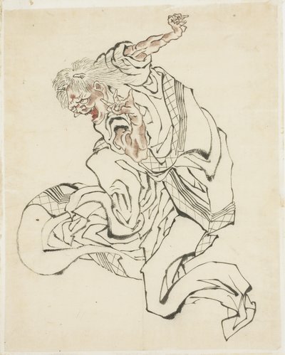 Kvinna Oni (illustration till en folksaga), ca. 1815-49 (bläck och färg på papper) av Katsushika Hokusai