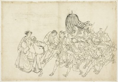 Brandmän marscherar till sin festival, 1615-1868 (bläck på papper) av Katsushika Hokusai