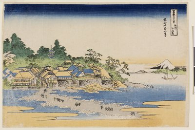 Fuji från Enoshima Island i Sagami-provinsen, från serien Thirty-six Views of Mt. Fuji, tidigt 1830-tal av Katsushika Hokusai
