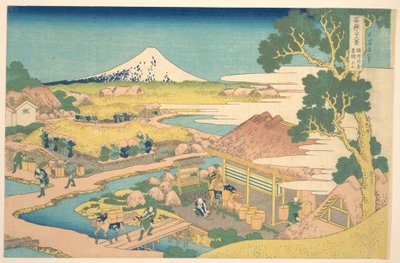 Fuji från Katakura-tefälten i Suruga (Sunshū Katakura chaen no Fuji), ur serien ”De trettiosex vyerna av berget Fuji” (Fugaku sanjūrokkei) av Katsushika Hokusai