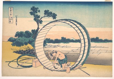 Fujimigahara i provinsen Owari (Bishū Fujimigahara), ur serien ”De trettiosex vyerna av berget Fuji” (Fugaku sanjūrokkei) av Katsushika Hokusai