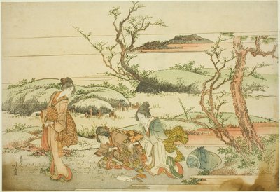 Samlar vårgrönt, från albumet "Fuji in Spring (Haru no Fuji)" av Katsushika Hokusai