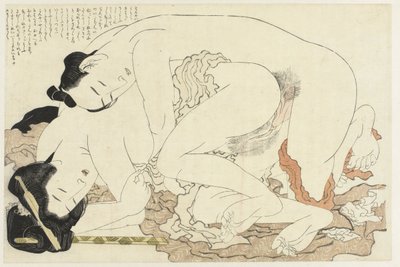 Gift kvinna med älskare The Adonis plant (serietitel) Fukujuso (serietitel) av Katsushika Hokusai