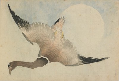 Gås som flyger framför månen, sent 1700-tidigt 1800-tal. av Katsushika Hokusai