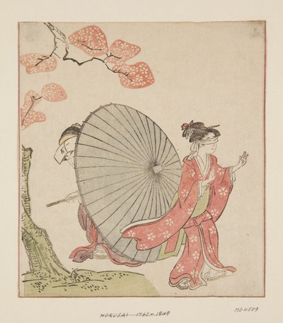 Hide and Seek (träblock i färg) av Katsushika Hokusai