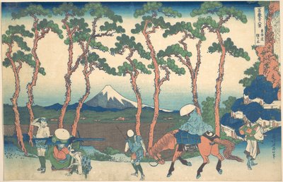 Hodogaya längs Tōkaidō (Tōkaidō Hodogaya), ur serien ”De trettiosex vyerna av berget Fuji” (Fugaku sanjūrokkei) av Katsushika Hokusai