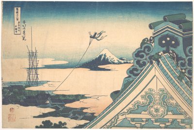 Honganji i Asakusa i Edo (Tōto Asakusa Honganji), ur serien ”Trettiosex vyer av berget Fuji” (Fugaku sanjūrokkei) av Katsushika Hokusai