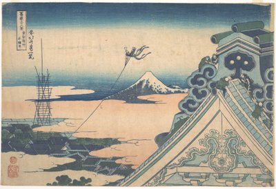 Honganji i Asakusa i Edo (Tōto Asakusa Honganji), ur serien ”Trettiosex vyer av berget Fuji” (Fugaku sanjūrokkei) av Katsushika Hokusai