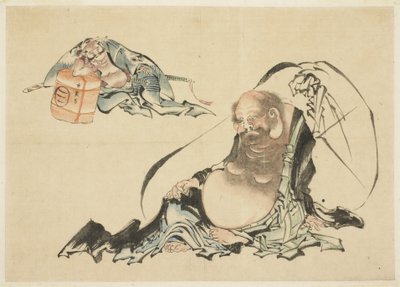 Toitai & Asahina Saburo Liggande (2) Skiss) av Katsushika Hokusai