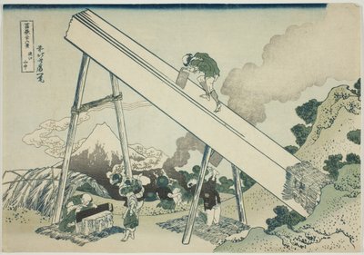 In the Mountains of Totomi (Totomi sanchu), från serien "Trettiosex utsikter över berget Fuji (Fugaku sanjurokkei)" av Katsushika Hokusai