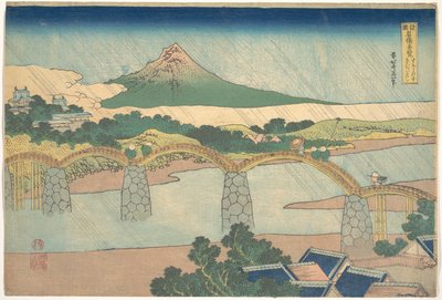 Kintai-bron i provinsen Suō (Suō no kuni Kintaibashi), ur serien ”Anmärkningsvärda vyer över broar i olika provinser” (Shokoku meikyō kiran) av Katsushika Hokusai