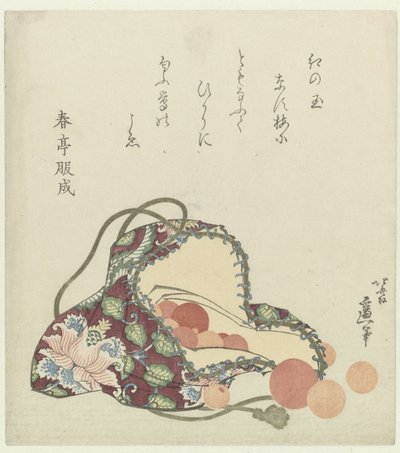 Kvartspärlor med brokadpåse av Katsushika Hokusai