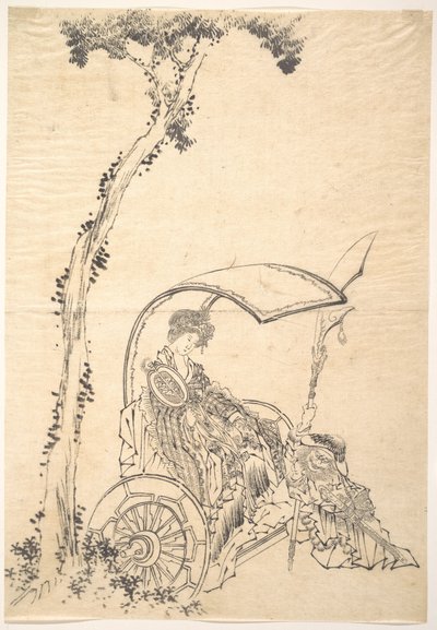 Kvinna i en vagn av Katsushika Hokusai