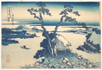 Suwa-sjön i provinsen Shinano (Shinshū Suwako), ur serien ”De trettiosex vyerna av berget Fuji” (Fugaku sanjūrokkei) av Katsushika Hokusai