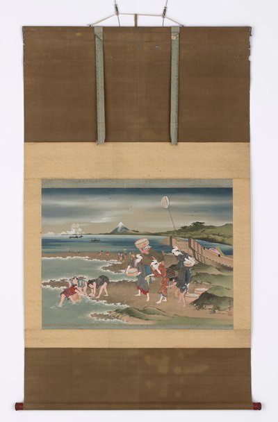 Landskap: musslor samlare på stranden, sent 1700-tidigt 1800-tal. av Katsushika Hokusai