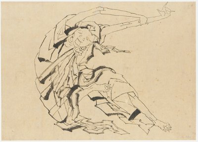 Långarmad man stretching, Edo-period, 1800-talet. av Katsushika Hokusai