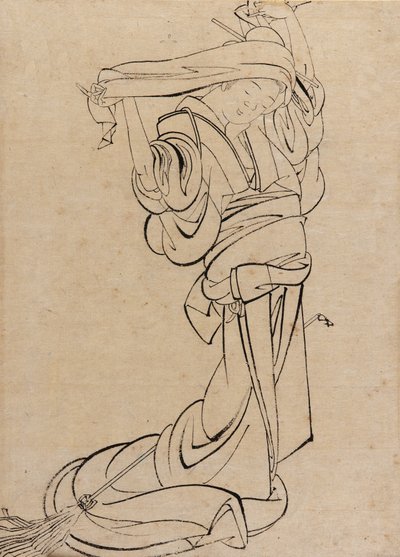 Jungfru som spelar en samisen, sent 1700-tidigt 1800-tal. av Katsushika Hokusai