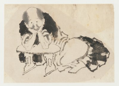 Man sittande med armstöd, Edo-period, 1800-talet. av Katsushika Hokusai