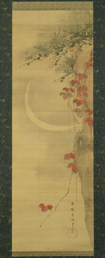 Måne, tall och lönn av Katsushika Hokusai